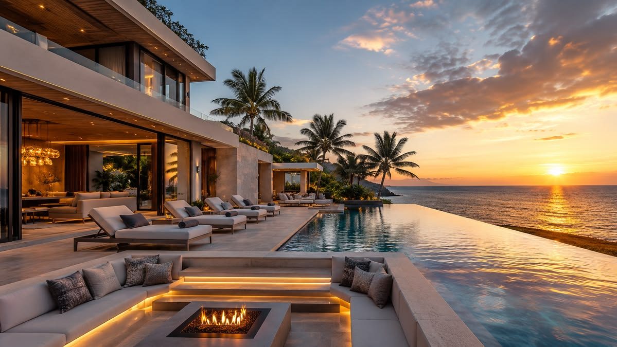 Finished residence at dusk