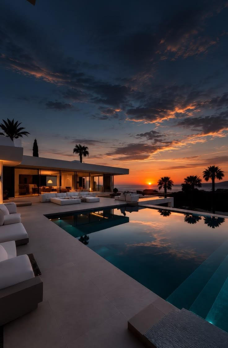 Pool and terrace of a maintained residence